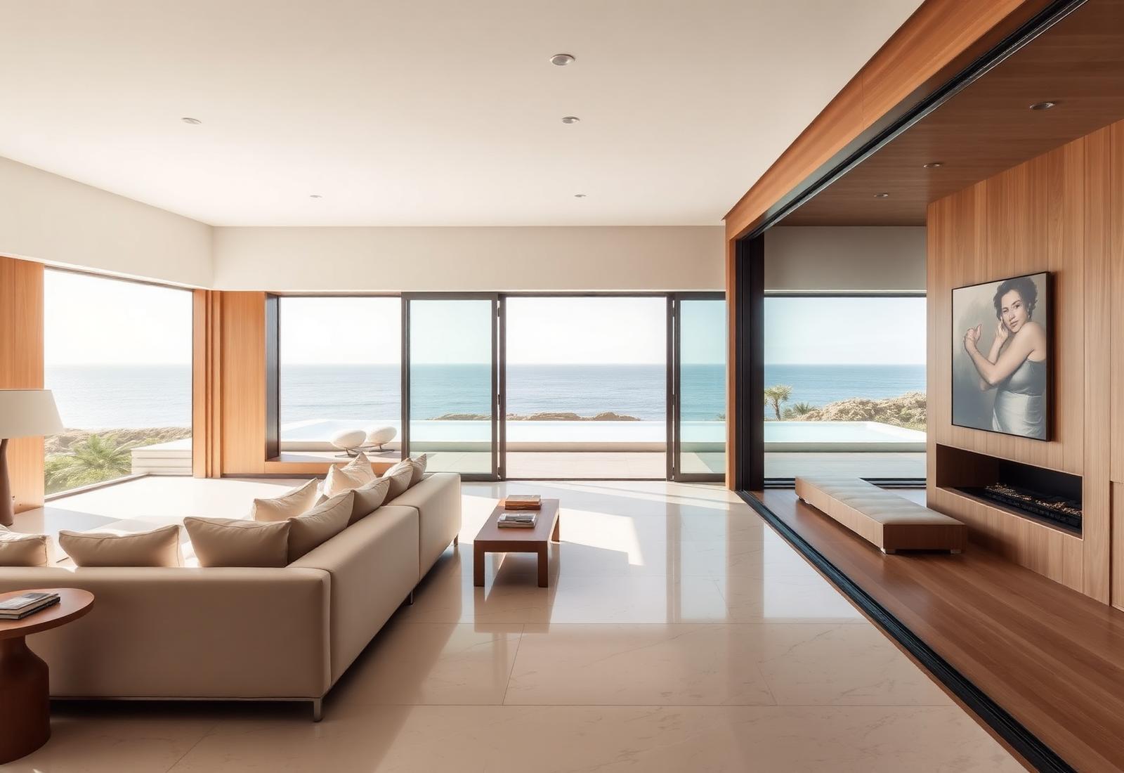 Interior living space with ocean view